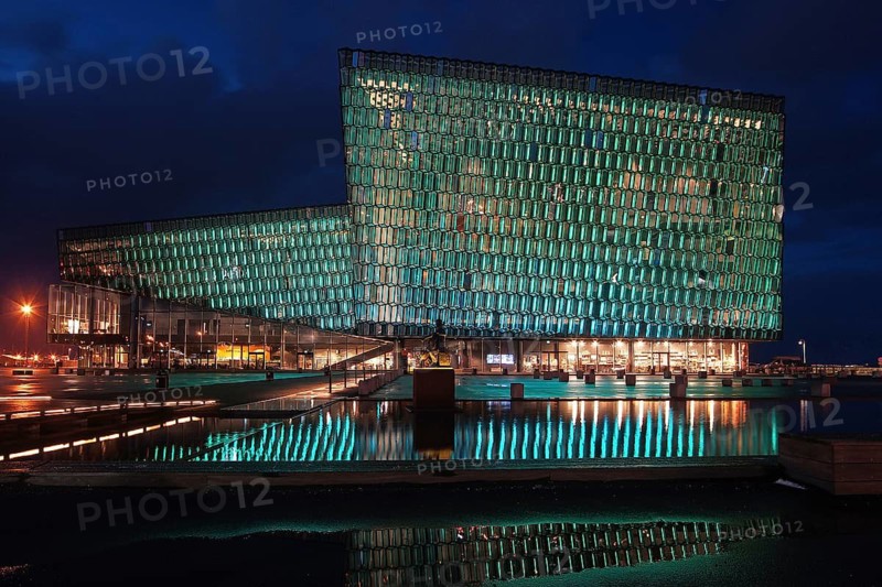 Iceland, the Harpa building at night, concert hall, conference house, Europe, Reykjavik