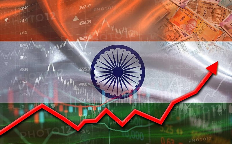 Indian economic growth on financial graph. India financial growth on market graph