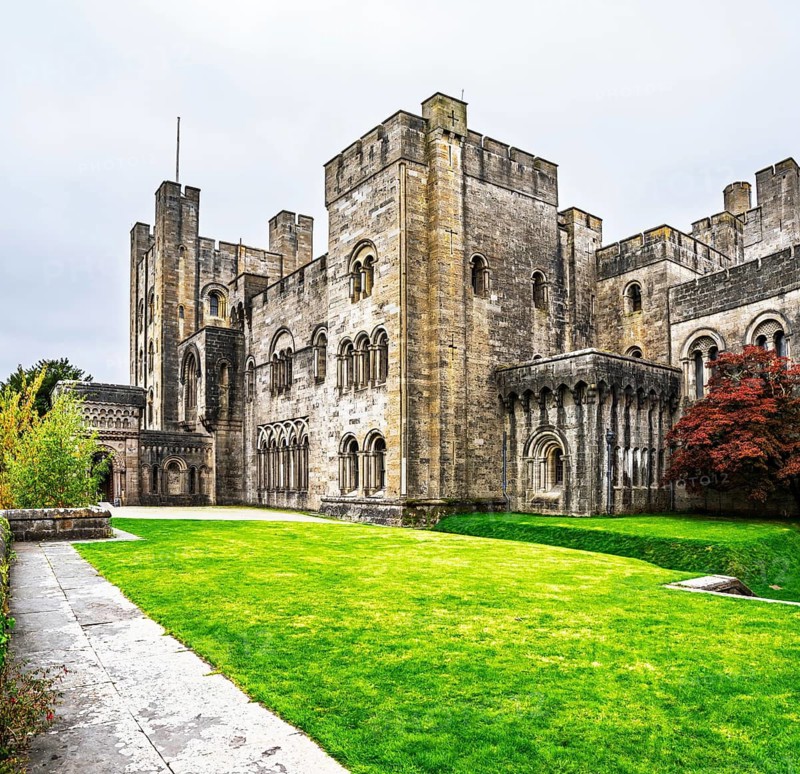 Autumn colors over Penrhyn Castle and Garden, Llandygai, Bangor, Gwynedd, North Wales, UK
