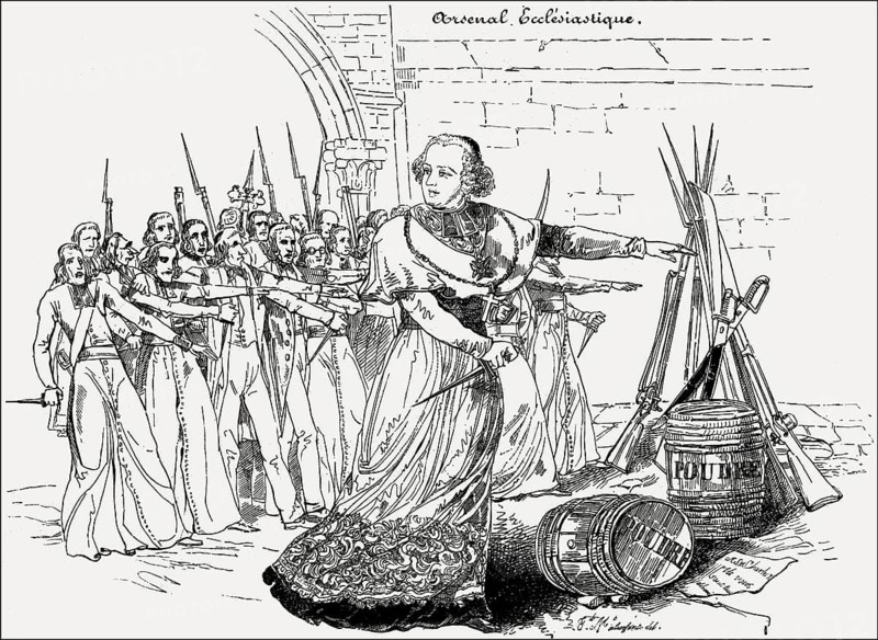 Arsenal Ecclesiastique, Caricature on the participation of the Jesuits in the counter-revolution, 19th century