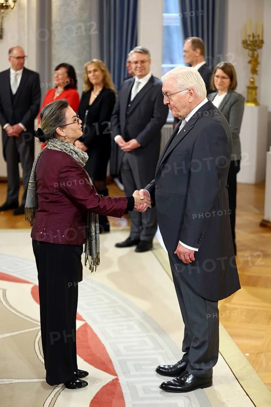 Juana Martinez Gonzales Cuba is received by Frank-Walter Steinmeier (President of the Federal Republic of Germany) in front of the Federal President's New Year's Reception at Bellevue Palace, Berlin 14 January 2025