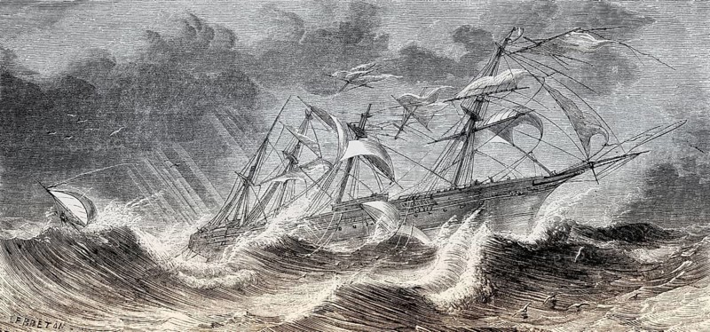 Great Republic, the largest wooden ship, Cape Horn, 1857