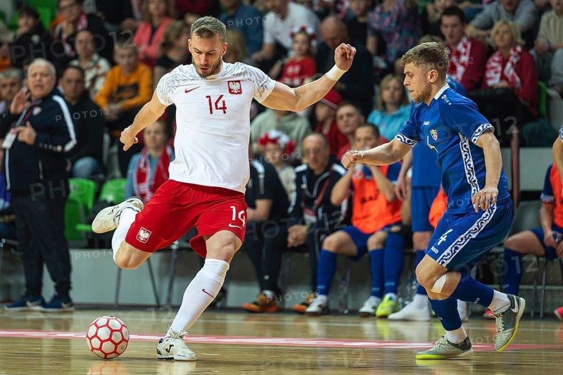 LUBIN, POLAND - MARCH 12, 2025: Futsal match European Championship qualifiers Poland - Moldova 3:0. In action Michal Marek