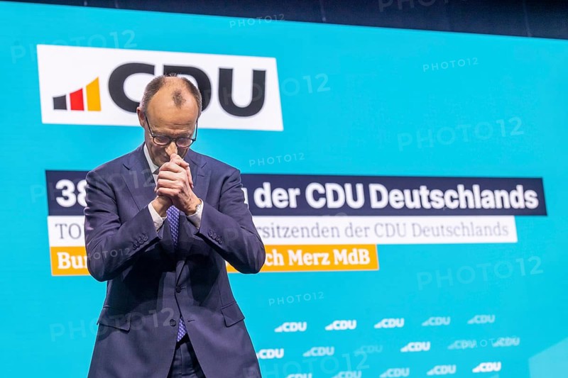 38th Federal Party Congress of the CDU of Germany in Stuttgart. Federal Chancellor Friedrich Merz after his speech to delegates. Stuttgart, Baden-Württemberg, Germany
