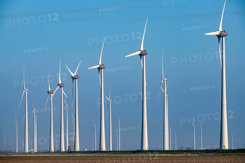 Westereems and Growind wind farms, in the north of the Netherlands, near Eemshaven, energy center, in addition to wind energy, there are coal and gas power plants and various energy infrastructure facilities, the Netherlands