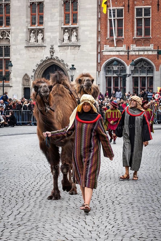 BRUGES, BELGIUM, MAY 17: Annual Procession of the Holy Blood on Ascension Day. Locals perform an historical reenactment and dramatizations of Biblical events. May 17, 2012 in Bruges (Brugge), Belgium