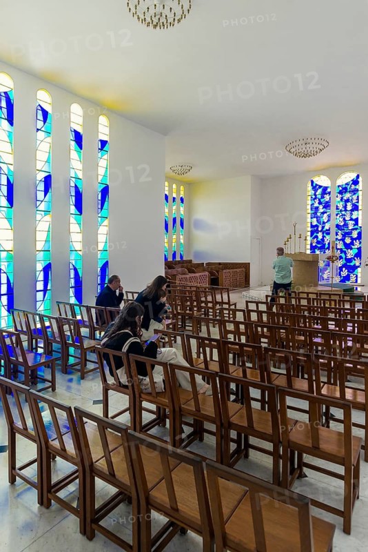 Interior view of the chapel, Chapelle du Rosaire de Vence, Chapelle Matisse, artist Henri Matisse, Vence, Provence Alpes Côte d'Azur, South of France, France