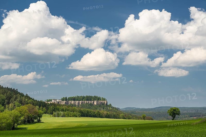View of Königstein Fortress, Saxon Switzerland, Saxony, Germany, May 2024