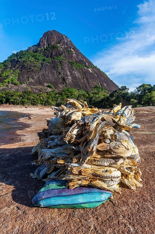 Dry fish before the huge granite hills, Cerros de Mavecure, Eastern Colombia