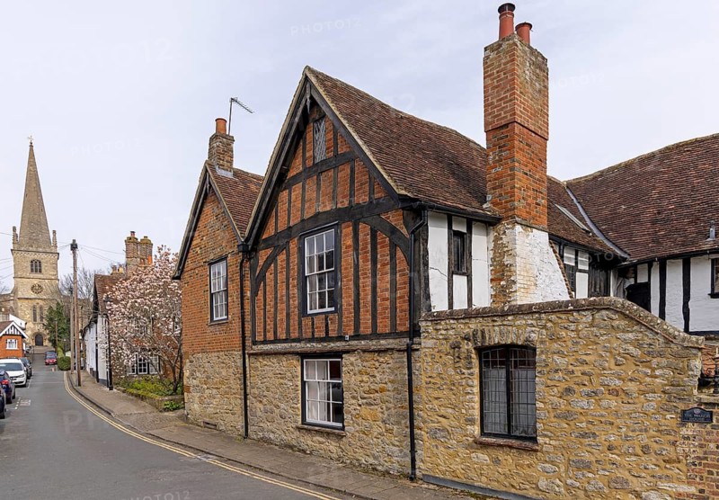 St Peter and St Paul Church, Houses, Church Street, Buckingham, England, Great Britain