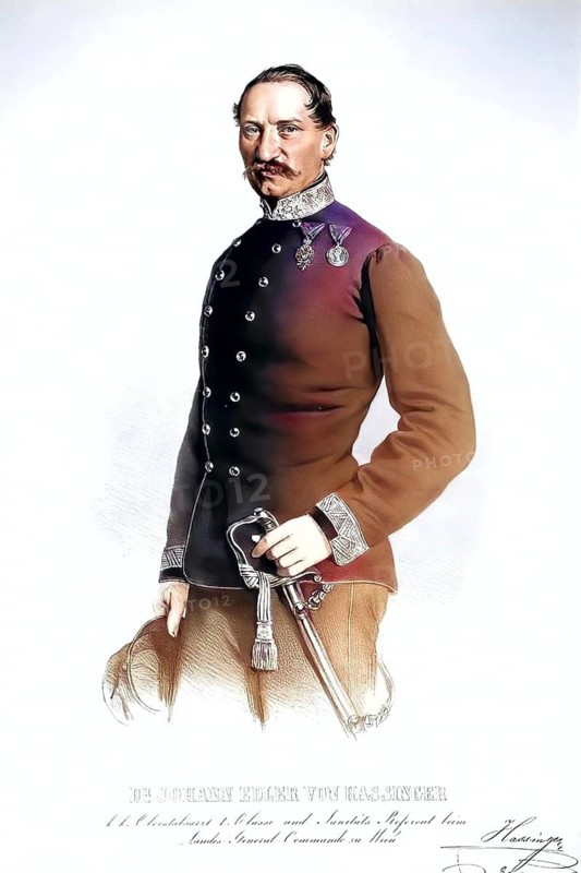 Johann von Hassinger, 1805-1892, k. k. Generalstabsarzt, bacteriologist, Historical, digitally restored reproduction from a 19th century original, Record date not stated