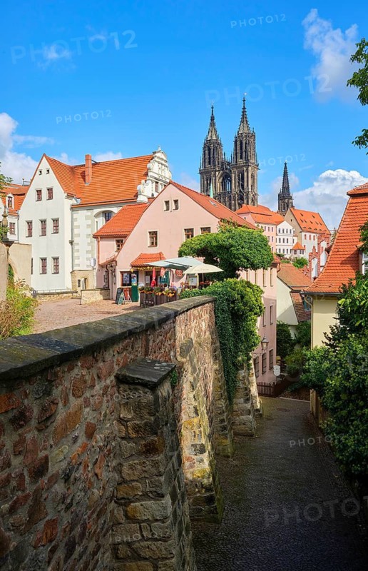 Red Steps and Meissen Cathedral, Burgberg, Meissen, Saxony, Germany