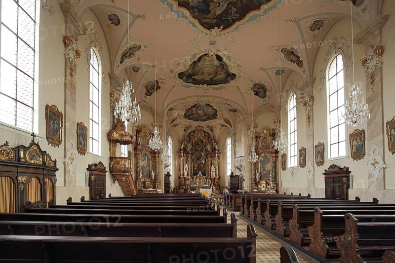 Interior view of Baroque St. Martin Church, Riegel, Kaiserstuhl, Breisgau, Baden-Württemberg, Germany