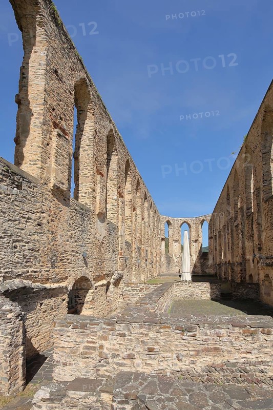 Interior view of monastery ruins Stuben, Bremm, Mittelmosel, Moselle, Rhineland-Palatinate, Germany