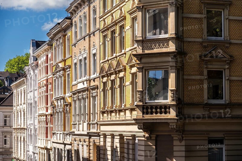Street with old buildings from the Wilhelminian era in Wuppertal, Germany
