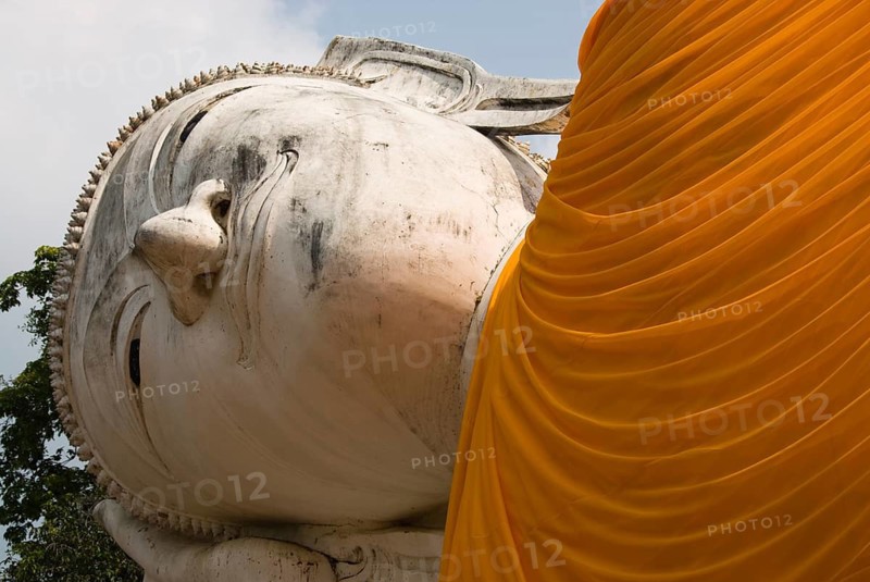 Reclining Buddha at Wat Khun Inthapramun temple near the city of Ang Thong, Thailand, Asia, Southeast Asia, Siam, Buddha statue, Buddha figure, Buddhism, Buddhist faith