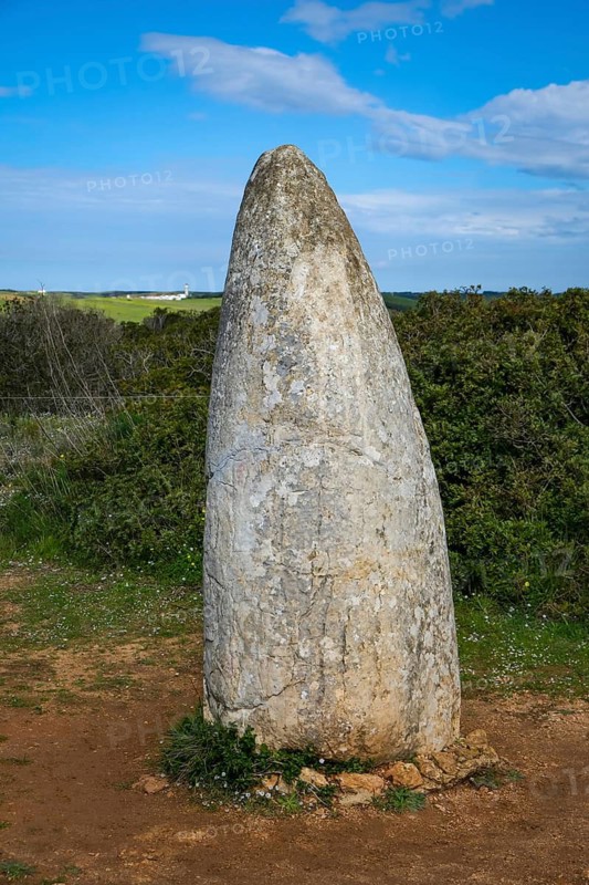 Vila do Bisbo, Algarve, Portugal - Menhir of Padrao, Menhir of Padrão, here the main menhir of the group of 15 menhirs, it is the only one that has been erected