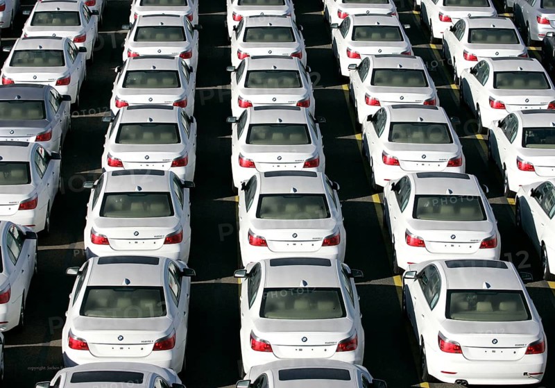 BMW cars await export at the port of Bremerhaven, Germany, Bremerhaven, Germany