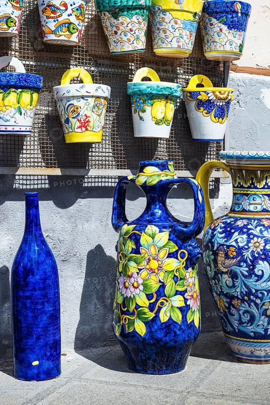 Ceramics and porcelain from Vietri sul Mare from a drone, Amalfi Coast, Salerno, Campania, Italy