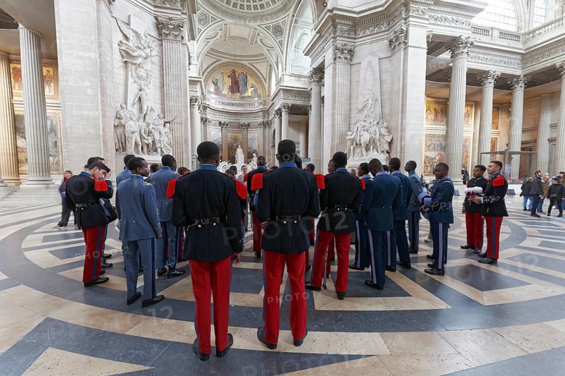 École Polytechnique cadets, military students visit the Panthéon, National Hall of Fame, Latin Quarter, Paris, France