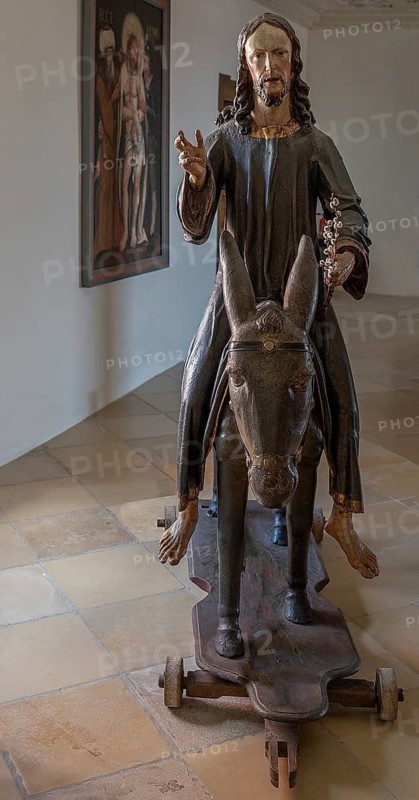 Christ on the palm donkey, wooden figure from around 1880, Dominican convent in Wettenhausen, Swabia, Bavaria, Germany