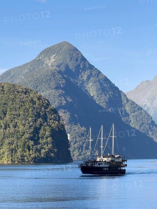 Ship in Doubtful Sound, South Island, New Zealand, Oceania