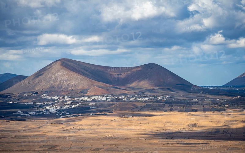 Volcanic craters in volcanic landscape, Lanzarote, Canary Islands, Spain