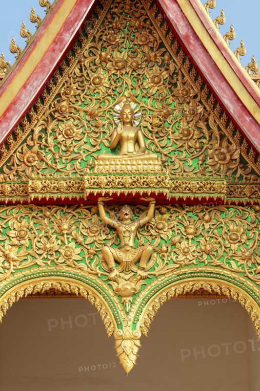 Pediment with Buddha and Garuda, Wat Si Saket, Vientiane, Vientiane Province, Laos