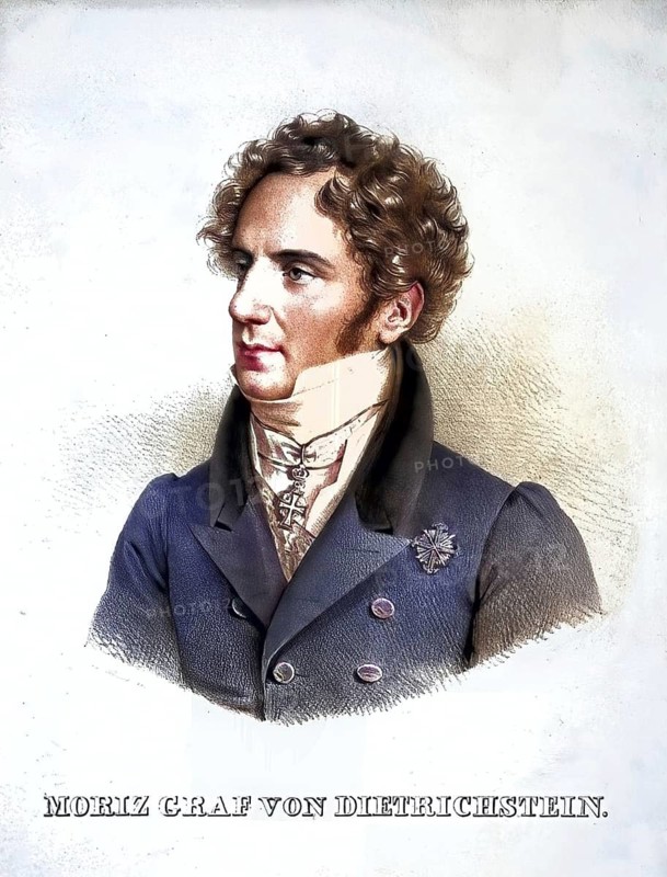 Prince Moriz Joseph Johann von Dietrichstein-Proskau-Leslie (born 19 February 1775 in Vienna, died 27 August 1864 in Vienna) was an Austrian officer and court official, Historical, digitally restored reproduction from a 19th century original, Record date not stated