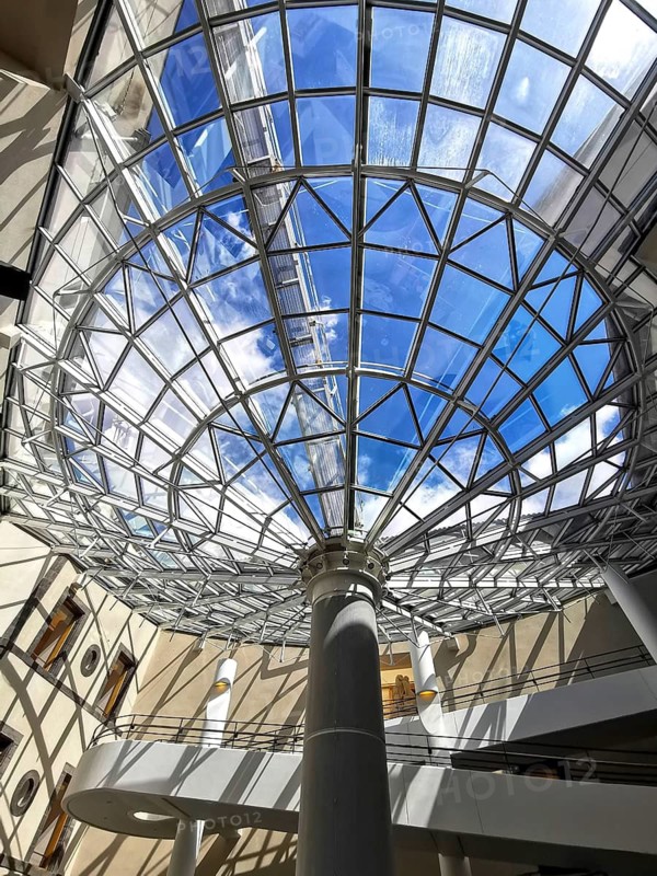 Clermont-Ferrand. The atrium of the Museum Roger Quillot designed by the architects Claude Gaillard and Adrien Fainsilber. Puy de Dome department. Auvergne Rhone Alpes. France