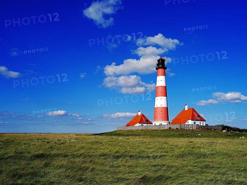 The lighthouse of Westerhever near St. Peter Ording, Westerheversand, Schleswig-Holstein, Federal Republic of Germany, Westerhever, Schleswig-Holstein, Federal Republic of Germany