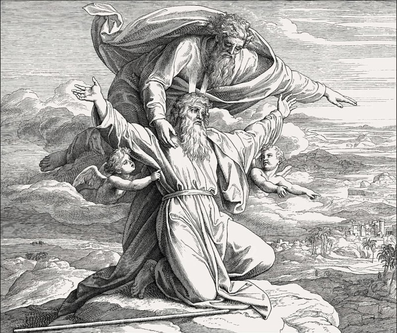 God shows Moses the Promised Land, Old Testament, by Julius Schnorr von Carolsfeld, 1860