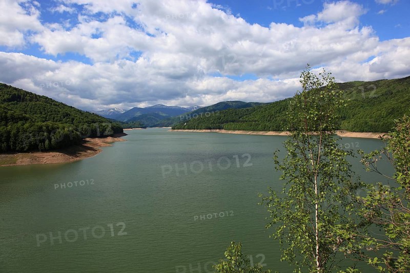 Lake Vidraru, Lacul Vidraru, an artificial reservoir in the Arges Valley in the Fagaras Mountains, South Carpathians, Romania