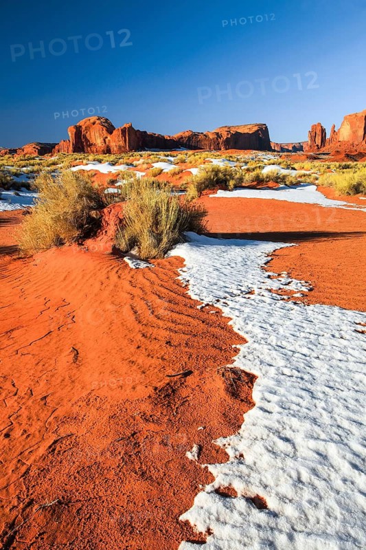 Monument Valley in Winter, Table Mountains and Monolites, Utah, USA, North America