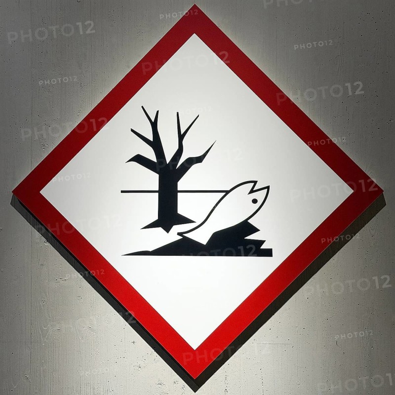 The dangerous goods symbol tree, fish, water, environment, GHS-09 warns of environmentally hazardous substances and mixtures, DASA, Dortmund, Germany