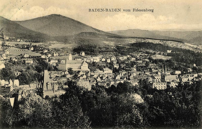 Historical postcard around 1910, Baden-Baden, spa town in the Black Forest, Baden-Württemberg, Germany, digital reproduction of a historical postcard, public domain, from that time, exact date unknown