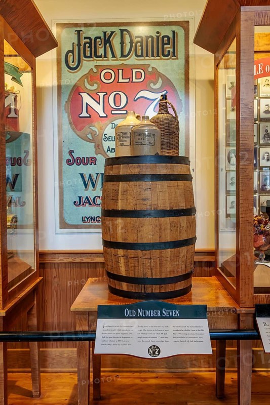 Museum display tells the history of the name Old No. 7 at the Jack Daniel Distillery Visitors Center in Lynchburg, Tennessee