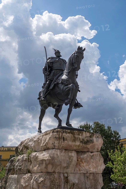 Skanderbeg Horse Monument on Skanderbeg Square, Tirana, Albania, Balkans