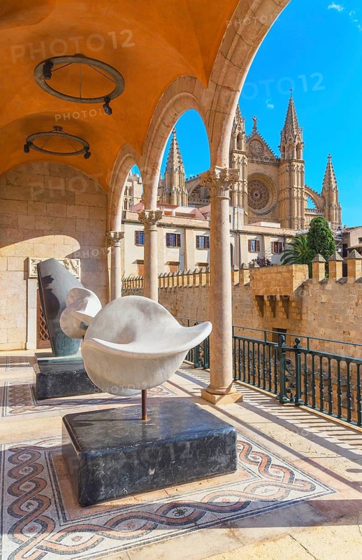 View of La Seu Cathedral from Palau March, Palma de Mallorca, Mallorca, Balearic Islands, Spain