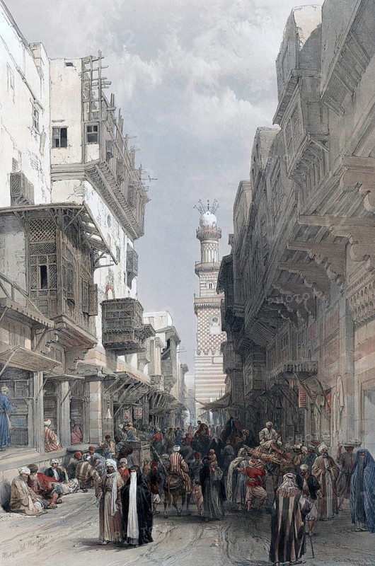 Mosque El Mooristan, Mosque Al-Murtuza, Cairo, Egypt, c. 1850, Historical, digitally restored reproduction from a 19th century original, exact date unknown
