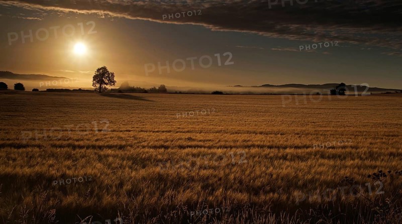 Europe, Scotland, Great Britain, England, landscape, cornfield at sunrise
