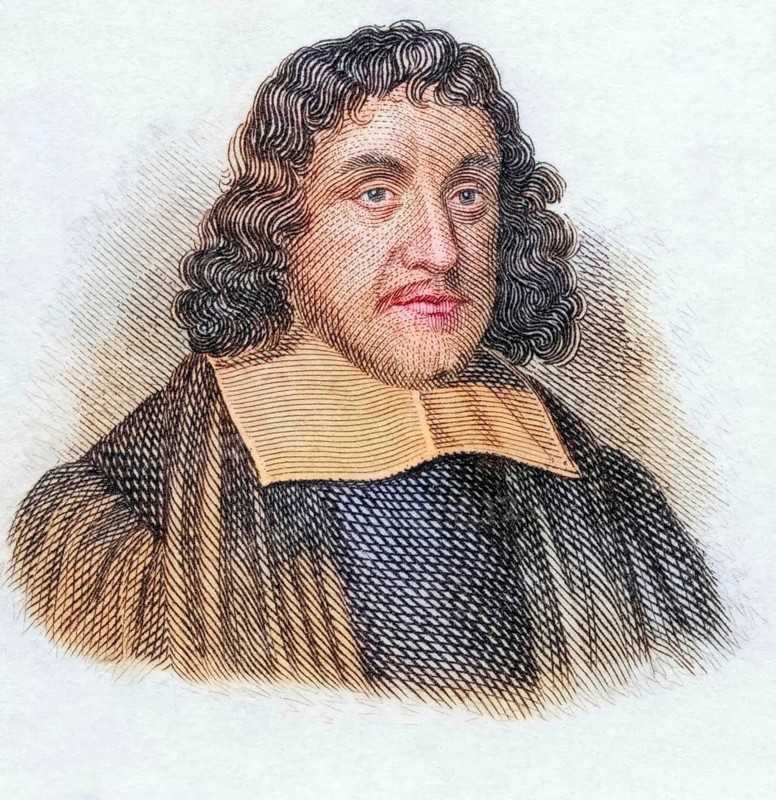 Thomas Fuller, (born 1608 in Aldwinkle, died 16 August 1661) was an English historian, coloured woodcut from Crabbe's Historical Dictionary from 1825, Historical, digital reproduction