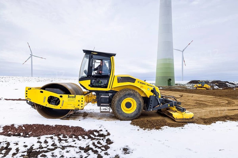 Construction site of a wind farm, preparation of the crane site and the foundation for a wind turbine at the Söllingen wind farm, Lower Saxony, Germany
