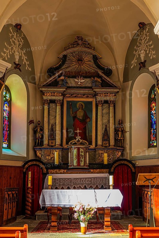 Altar in the Baroque Church Sainte Barbe, Chandolin, Val d'Anniviers, Valais Alps, Canton of Valais, Switzerland