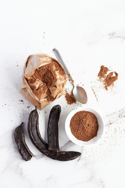 Powder carob beans, bake ingredient for a natural healthy eating