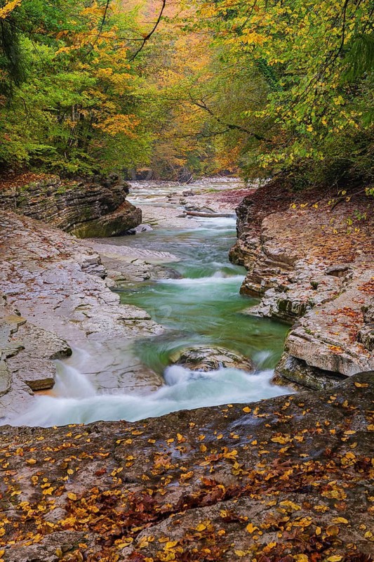 Rocks and clear water, Taugl creek, Bad Vigaun, Austria