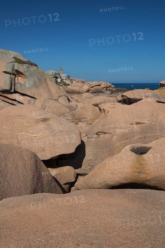 Coast at Lighthouse Mean Ruz at Ploumanac'h, Côtes d'Armor in the morning light
