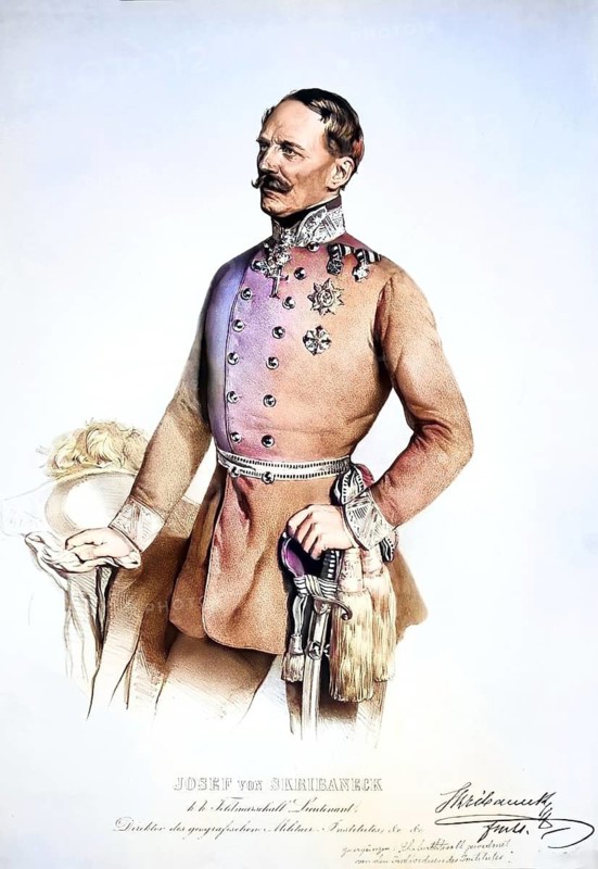 Josef Freiherr von Skribanek, also Skribaneck, (born 1788 in Vienna, died 29 May 1853 in Vienna) was an Imperial and Royal Field Marshal Lieutenant, long-time director of the Military Geographical Institute, cartographer and engraver, Historical, digitally restored reproduction from a 19th century original, Record date not stated
