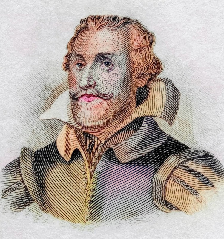 Samuel Daniel, (born probably 1562 near Taunton, Somerset, died 14 October 1619 in Beckington in Somersetshire) was an English poet and historiographer of the Elizabethan period, coloured woodcut from Crabbe's Historical Dictionary from 1825, Historical, digital reproduction
