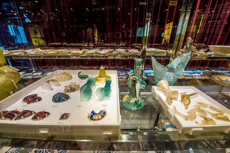 Artifacts at the El Born Cultural and Memorial Centre archeological site and museum, Barcelona, Spain